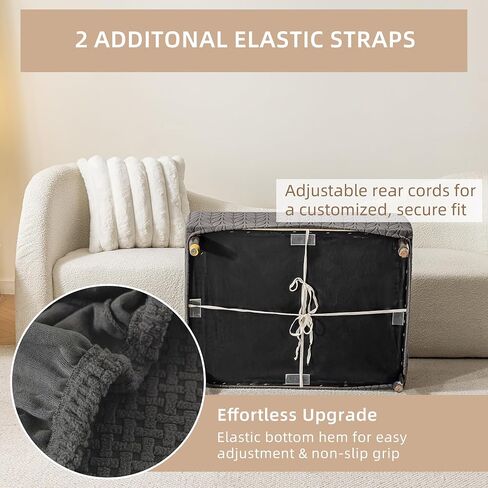 Ottoman Cover Slipcover Rectangle Fit Length 25"-30" Stretch Foot Stool Slip Cover, Footrest Slipcovers Protector with Elastic Band, Ottoman Cover Removable Washable(Small,Grid Weave Grey) in Saudi Arabia