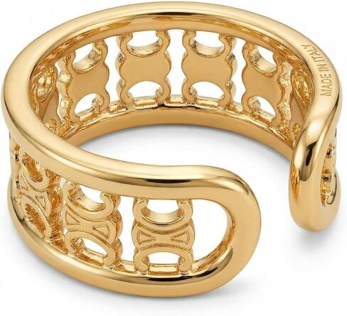 18K Gold Plated Sterling Silver Stackable Open Claw Ring Ajustable Wrap Ring | Highly Polished Cuff Stacking Rings in Saudi Arabia