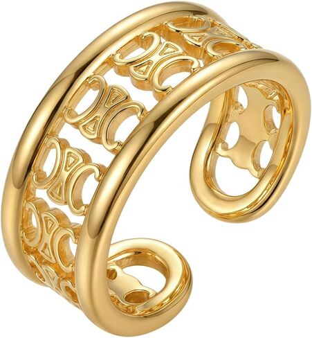 18K Gold Plated Sterling Silver Stackable Open Claw Ring Ajustable Wrap Ring | Highly Polished Cuff Stacking Rings in Saudi Arabia