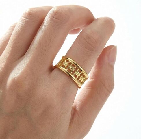 18K Gold Plated Sterling Silver Stackable Open Claw Ring Ajustable Wrap Ring | Highly Polished Cuff Stacking Rings in Saudi Arabia