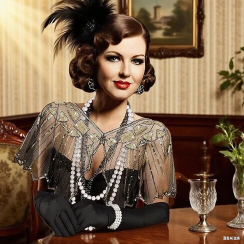 Boonbery 1920s Flapper Gatsby Accessories Set for Women Roaring 20's Theme Party Costume Kit Fashion Roaring 20's Theme Set Black Gold in Saudi Arabia