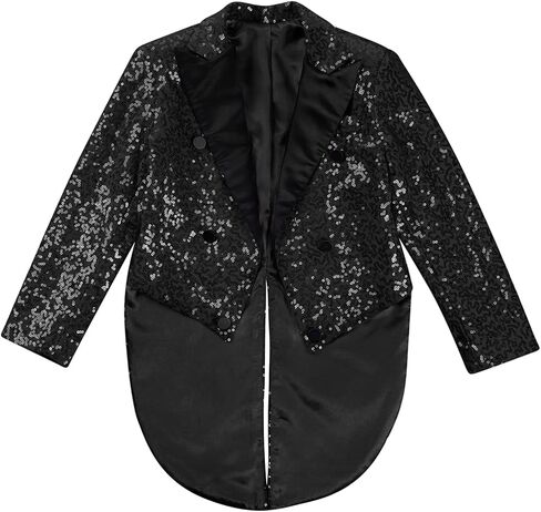 JEATHA Kids Boys Classic Fit Tuxedo Sequined Blazer Tailcoat Party Wedding Swallowtail Suit Jacket Tux Dress Coat in Saudi Arabia