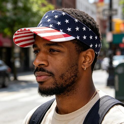 American Flag Patriotic Visor Hat for Women Men Red White Blue Stars Stripes Sun Hat 4th of July Party in Kuwait