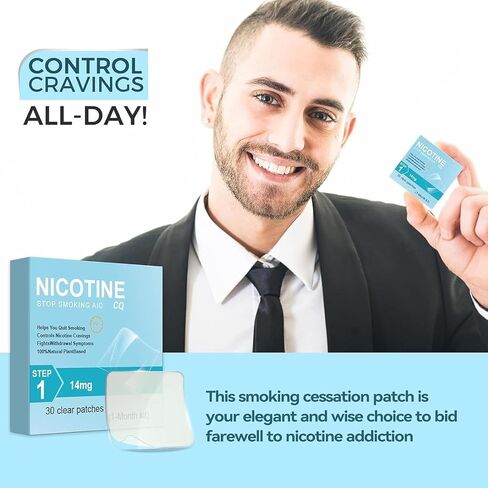 Nicotine Patches 14mg, 30 Count – 24-Hour Stop Smoking Aid, Nicotine Replacement Therapy for All Skin Types, Strong Adhesion, 1-Month Supply in Kuwait