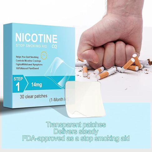 Nicotine Patches 14mg, 30 Count – 24-Hour Stop Smoking Aid, Nicotine Replacement Therapy for All Skin Types, Strong Adhesion, 1-Month Supply in Kuwait