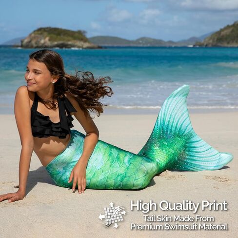 Fin Fun Limited Edition Mermaid Costume for Women, Teen and Adults with Monofin, X-Small, Island Opal in Kuwait