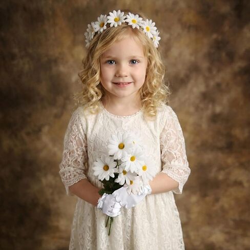 Yolev Girls White Gloves, Princess Dress Up First Communion Gloves for Girls, Satin Bow Glove for Tea Party, Wedding, First Communion, Formal Pageant in Kuwait