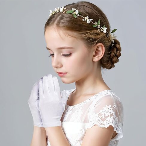 White Gloves Kids, Satin White Gloves Costume, Short Kids Glove for Birthdays, Weddings, Costume Parties in Kuwait