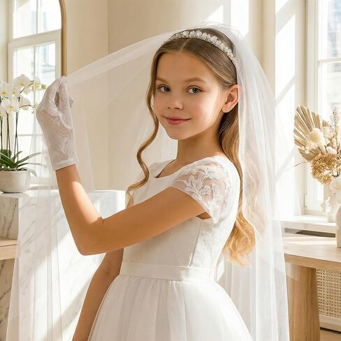 White Gloves Kids, Satin White Gloves Costume, Short Kids Glove for Birthdays, Weddings, Costume Parties in Kuwait