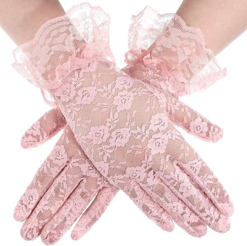 Pink Lace Gloves, Tea Party Gloves Short Wedding Glove Womens Dress Glove for Opera Evening Wedding Tea Party Prom in Kuwait