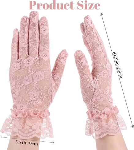Pink Lace Gloves, Tea Party Gloves Short Wedding Glove Womens Dress Glove for Opera Evening Wedding Tea Party Prom in Kuwait