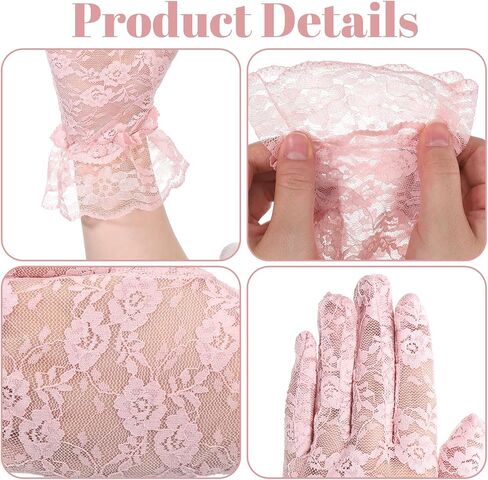Pink Lace Gloves, Tea Party Gloves Short Wedding Glove Womens Dress Glove for Opera Evening Wedding Tea Party Prom in Kuwait