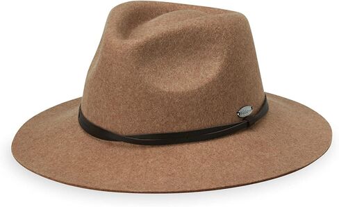 قبعة Wallaroo Hat Company الصغيرة للسيدات من Aspen Fedora - حماية من أشعة الشمس بعامل حماية من أشعة الشمس 50+، لباد صوف 100%، قابلة للتعديل، قابلة للتعبئة، جملي، صغير in Kuwait