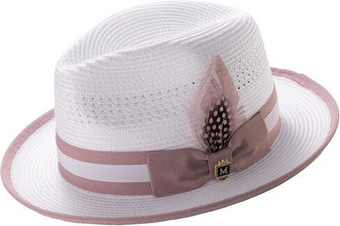 MONTIQUE Two-Tone Flat Crown Boater Fedora Hat | Stylish & Elegant Color Design Fedora Hats for Modern Touch | H-105 in Kuwait