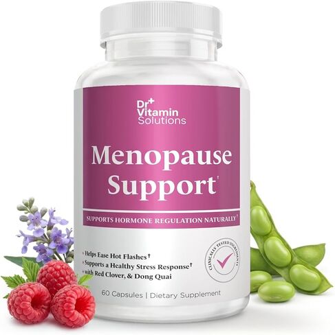Menopause & Perimenopause Supplement for Women – Helps Ease Hot Flashes, Night Sweats & Mood Swings – Soy Isoflavones, Black Cohosh, Dong Quai, Red Clover, Sage & Vitex Herbal Complex, 60 Capsules in Saudi Arabia