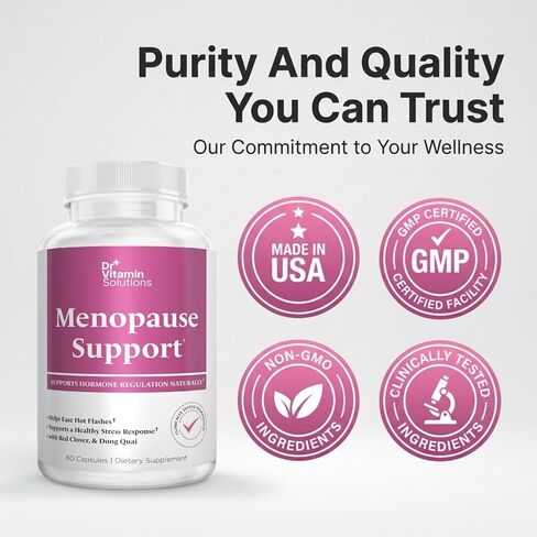 Menopause & Perimenopause Supplement for Women – Helps Ease Hot Flashes, Night Sweats & Mood Swings – Soy Isoflavones, Black Cohosh, Dong Quai, Red Clover, Sage & Vitex Herbal Complex, 60 Capsules in Saudi Arabia