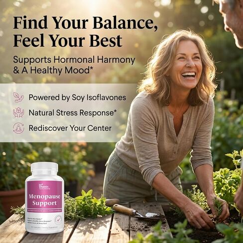 Menopause & Perimenopause Supplement for Women – Helps Ease Hot Flashes, Night Sweats & Mood Swings – Soy Isoflavones, Black Cohosh, Dong Quai, Red Clover, Sage & Vitex Herbal Complex, 60 Capsules in Saudi Arabia