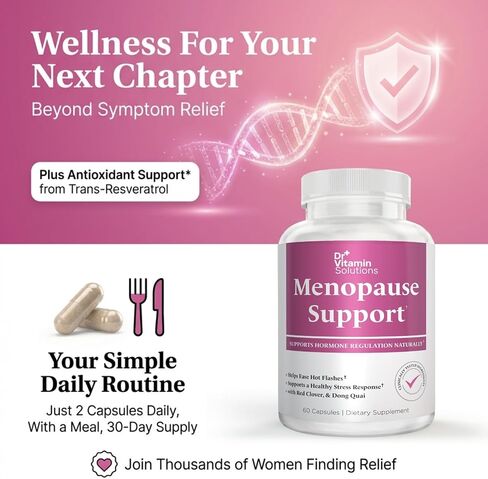Menopause & Perimenopause Supplement for Women – Helps Ease Hot Flashes, Night Sweats & Mood Swings – Soy Isoflavones, Black Cohosh, Dong Quai, Red Clover, Sage & Vitex Herbal Complex, 60 Capsules in Saudi Arabia