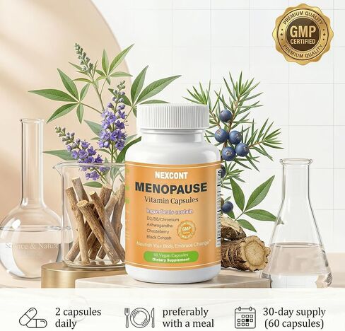 Black Cohosh, Chasteberry & Ashwagandha Supplement – with Vitamin D3, B6 & Chromium for Hormone Support, Bone Health & Daily Vitality – 60 Vegan Capsules in Saudi Arabia