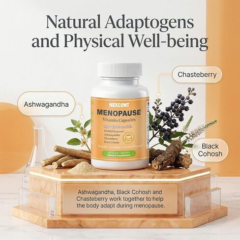 Black Cohosh, Chasteberry & Ashwagandha Supplement – with Vitamin D3, B6 & Chromium for Hormone Support, Bone Health & Daily Vitality – 60 Vegan Capsules in Saudi Arabia