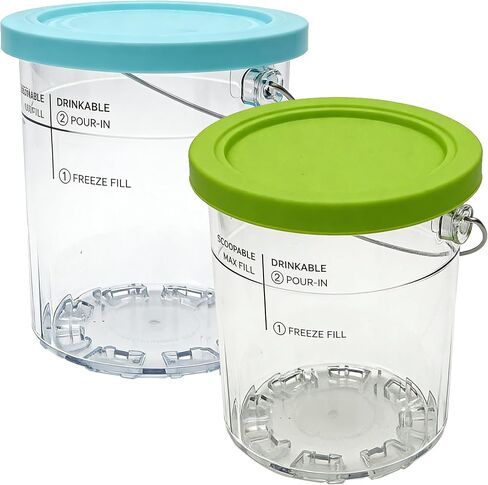 XL Family Size Ice Cream Pint Containers, Compatible with Ninja NC501 CREAMi Deluxe 11-in-1 Ice Cream & Frozen Treat Maker and model: NC500, NC501, NC501H, NC501HBL and NC501HGN. (GRAY) in Saudi Arabia