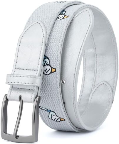 Men's Golf Belt - Embroidered Canvas & Faux Leather Hybrid Belt, Pin Buckle, Golf Gifts for Men, 1 3/8" in Saudi Arabia