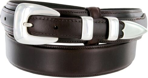 Belts.com S5354 حزام رينجر من الجلد المدبوغ بالزيت مع إبزيم ناعم من الفضة الاسترليني in Kuwait