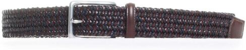 Torino 65359 Italian Woven Cotton & Leather Stretch Mens Belt, Black/Brown, 35MM Wide in Saudi Arabia