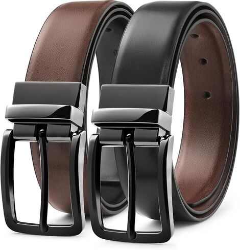 MILORDE Reversible Belt for Men - Adjustable Size - Premium Leather - Double Style in One Belt in Kuwait