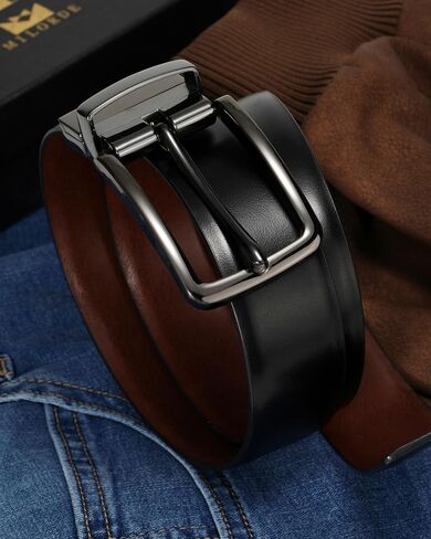 MILORDE Reversible Belt for Men - Adjustable Size - Premium Leather - Double Style in One Belt in Kuwait
