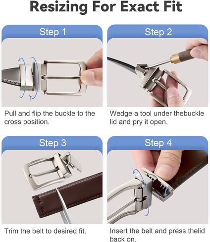 MILORDE Reversible Belt for Men - Adjustable Size - Premium Leather - Double Style in One Belt in Kuwait