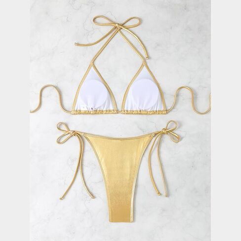 Elegant Bathing Suit Two Piece Separate Design Quick Dry Polyester Suitable Swimming Sparkling Swimwear Set White in Kuwait