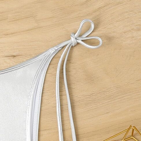 Elegant Bathing Suit Two Piece Separate Design Quick Dry Polyester Suitable Swimming Sparkling Swimwear Set White in Kuwait