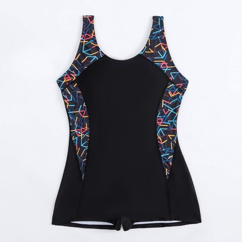 Sleeveless Rashguard Piece Swimsuit with Boyshorts Athletic Bathing Suit Quick Drying for Surfing Swimming Modest Swim Family Black in Kuwait