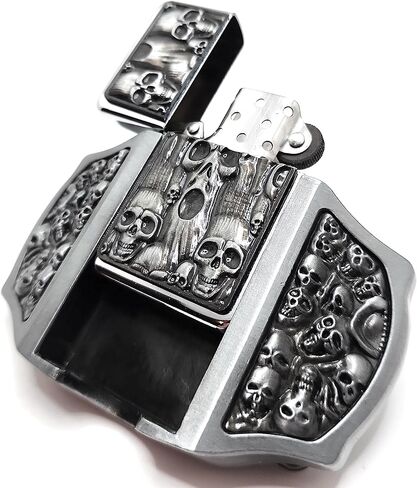 Skulls & Ghosts Lighter Belt Buckle – Skull?Embossed Zinc Alloy Cowboy Buckle with Hidden Refillable Lighter | Men’s Western Biker Gift in Kuwait