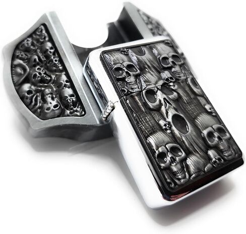 Skulls & Ghosts Lighter Belt Buckle – Skull?Embossed Zinc Alloy Cowboy Buckle with Hidden Refillable Lighter | Men’s Western Biker Gift in Kuwait
