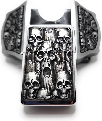 Skulls & Ghosts Lighter Belt Buckle – Skull?Embossed Zinc Alloy Cowboy Buckle with Hidden Refillable Lighter | Men’s Western Biker Gift in Kuwait