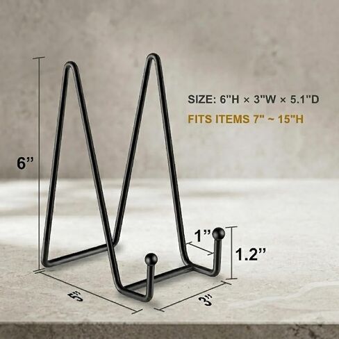 Hoewina 3 Pack 6 Inch Plate Stands for Display, Metal Picture Frame Stand, Black Decorative Small Easels for Display, Picture Holder Stand for Book , Photo and Platter, Plaques, Tabletop Art in Saudi Arabia