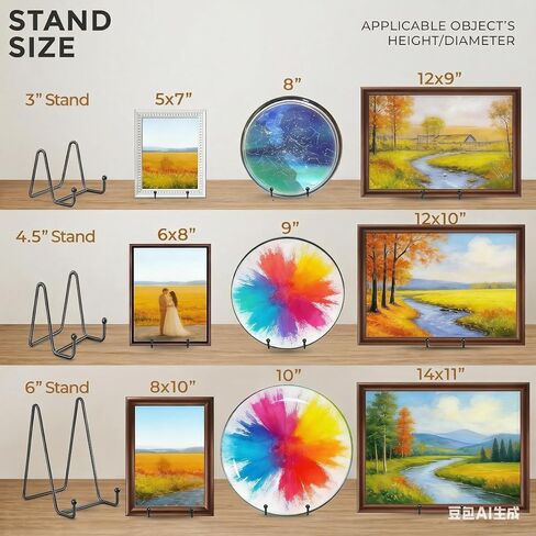 Hoewina 3 Pack 6 Inch Plate Stands for Display, Metal Picture Frame Stand, Black Decorative Small Easels for Display, Picture Holder Stand for Book , Photo and Platter, Plaques, Tabletop Art in Saudi Arabia
