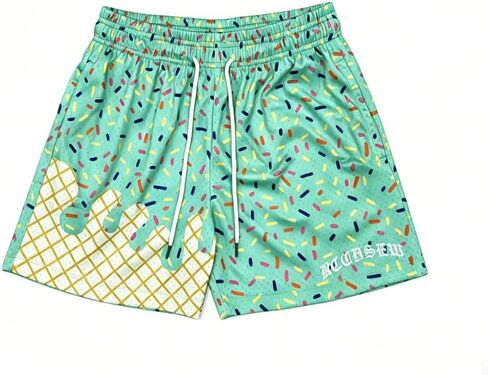 Boys Ice Cream Mesh Athletic Shorts Blue Lightweight Breathable Gym Baseball Workout Summer Shorts with Pockets in Saudi Arabia