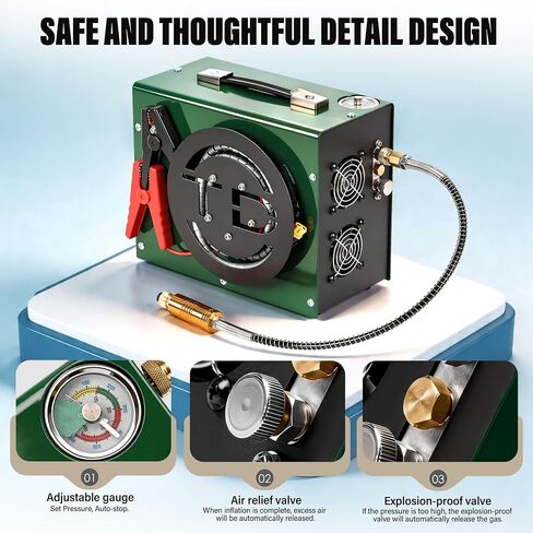 Portable Pcp Air Compressor,4500Psi/30Mpa High Pressure Air Compressor Paintball Scuba Tank Compressor HPA Pump Fill Station Auto-Stop,Unique Vertical+Wire Spool Design 110V(TXES062) in Saudi Arabia