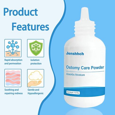 Stoma Powder, 1 oz (30g) Medical Colostomy Skin Barrier Powder, Protective Ostomy Care Supplies Powder for Ileostomy Urostomy, Relief for CGM Glucose Monitor Adhesive Patch Skin Irritation in Saudi Arabia