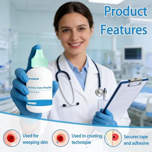 Stoma Powder, 1 oz (30g) Medical Colostomy Skin Barrier Powder, Protective Ostomy Care Supplies Powder for Ileostomy Urostomy, Relief for CGM Glucose Monitor Adhesive Patch Skin Irritation in Saudi Arabia