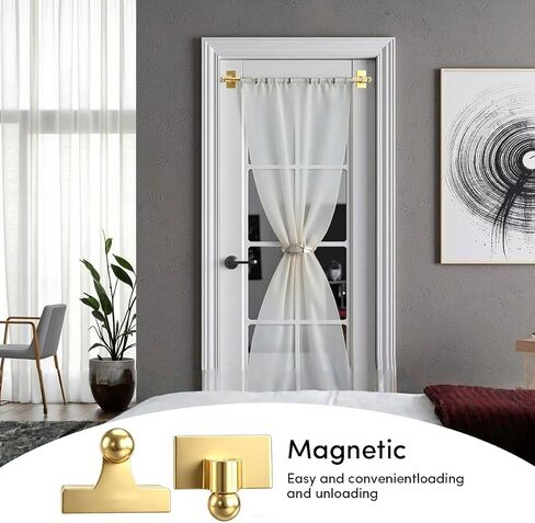 2 Pcs Magnetic Curtain Rods for Metal Door 16 to 28 Inch, 1/2" Multi-use Adjustable Appliance Magnetic Rod for Window Frames, Cabinets, Refrigerators, Dishwashers(Golden) in Saudi Arabia