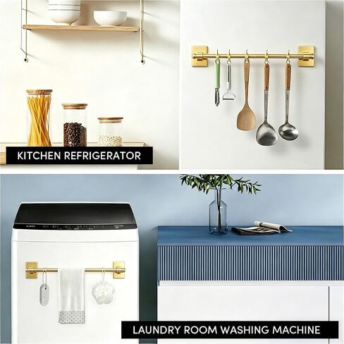 2 Pcs Magnetic Curtain Rods for Metal Door 16 to 28 Inch, 1/2" Multi-use Adjustable Appliance Magnetic Rod for Window Frames, Cabinets, Refrigerators, Dishwashers(Golden) in Saudi Arabia
