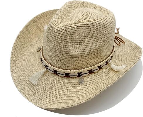 Western Straw Cowboy Hat for Women Beach Sun Hat for Men Wide Brim Fedora Hat Cowgirl Hats Summer Panama Hat in Kuwait