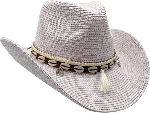 Western Straw Cowboy Hat for Women Beach Sun Hat for Men Wide Brim Fedora Hat Cowgirl Hats Summer Panama Hat in Kuwait