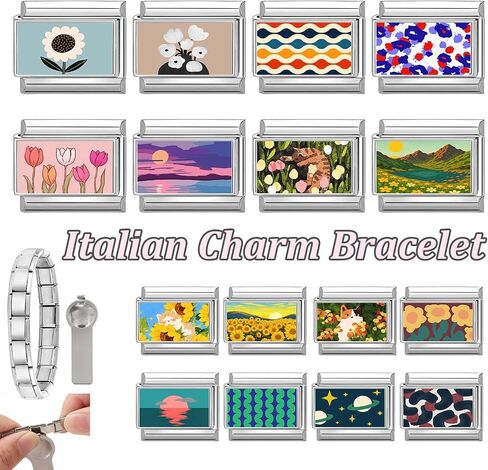 Italian Charms Only Charm Silver 8Pcs and Tools 9mm Flower Italian Modular Charm Bracelet Link Handmade DIY Module Jewelry Gifts in Kuwait