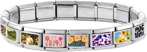 Italian Charms Only Charm Silver 8Pcs and Tools 9mm Flower Italian Modular Charm Bracelet Link Handmade DIY Module Jewelry Gifts in Kuwait