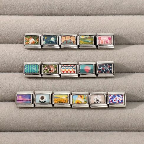 Italian Charms Only Charm Silver 8Pcs and Tools 9mm Flower Italian Modular Charm Bracelet Link Handmade DIY Module Jewelry Gifts in Kuwait